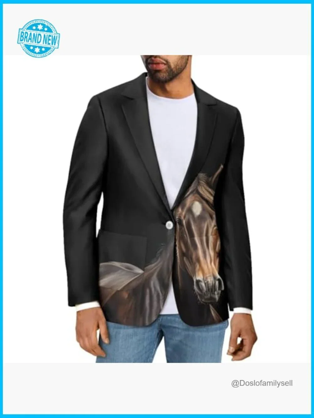 Men's Casual Blazer Classic Fit One Button Sport Coat Polyester Business Jacket